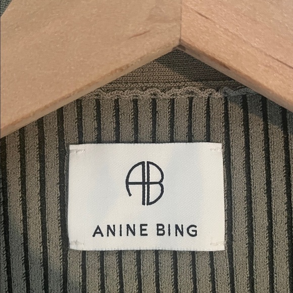 Anine Bing | Layla Ribbed Cardigan Sweater Size Medium Olive Green Sage V-neck - Picture 8 of 11